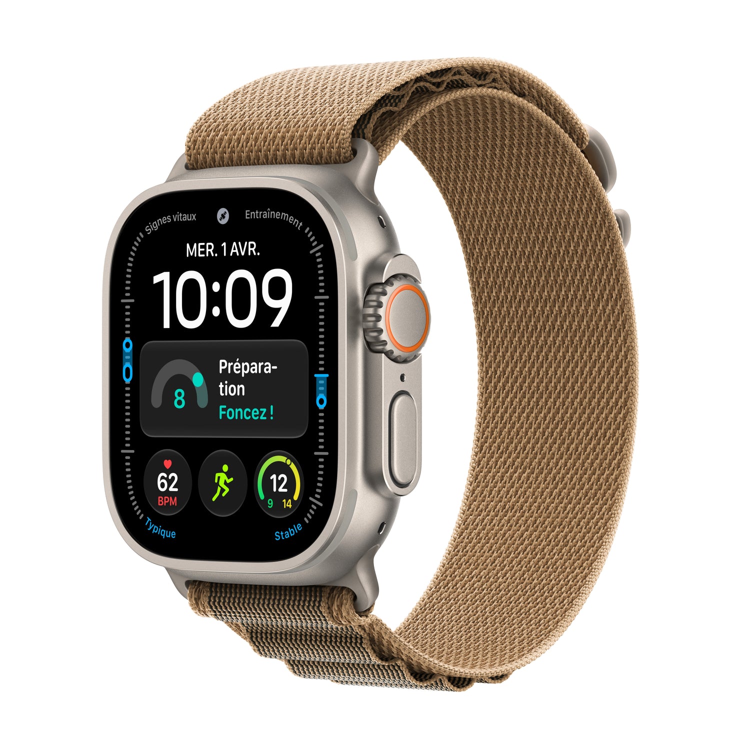 Apple Watch Ultra 4 GPS + Cellular, Boîtier en titane naturel de 49 mm, Boucle Alpine désert - L