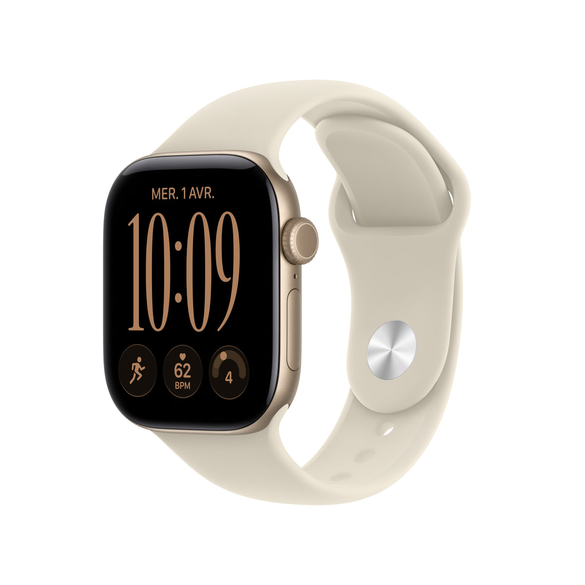 Apple Watch Series 12 GPS, Boîtier en aluminium or clair de 42 mm, Bracelet Sport sable - M/L