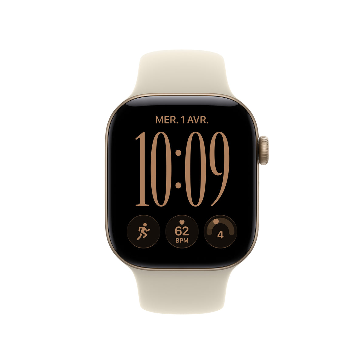Apple Watch Series 12 GPS, Boîtier en aluminium or clair de 42 mm, Bracelet Sport sable - S/M