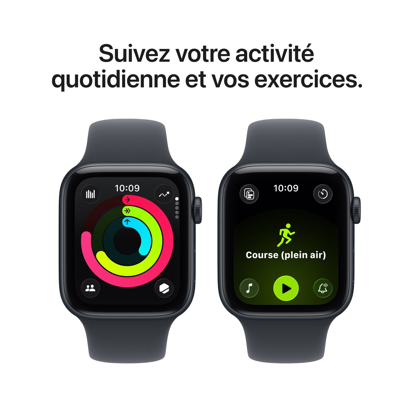 Apple Watch SE 3 GPS, Boîtier en aluminium minuit de 44 mm, Bracelet Sport minuit - M/L