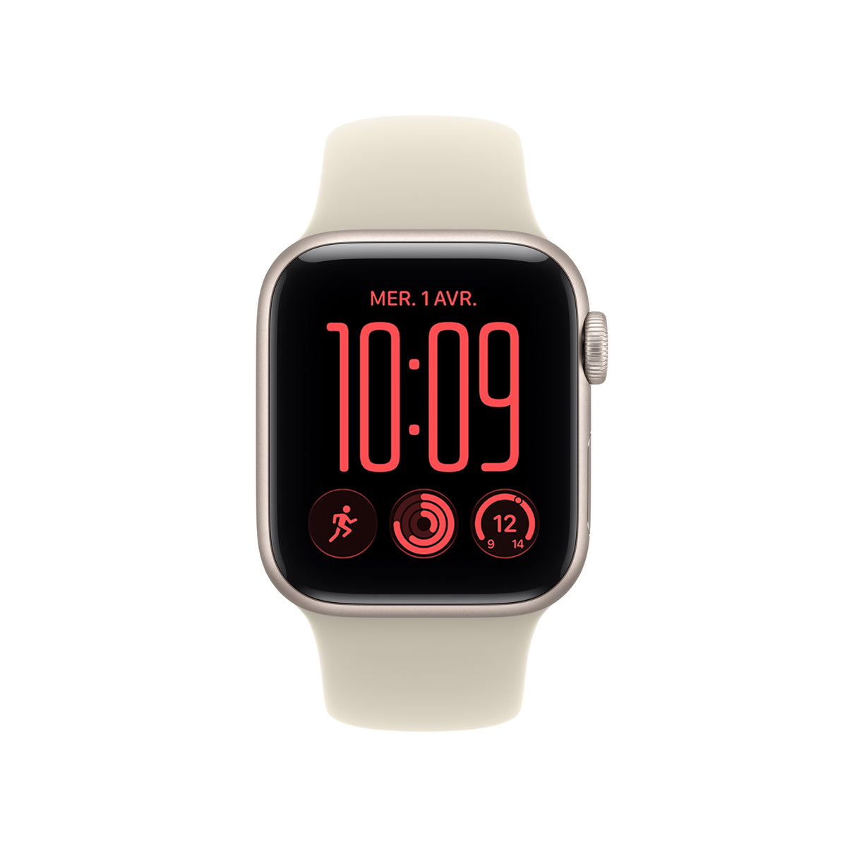 Apple Watch SE 3 GPS, Boîtier en aluminium lumière stellaire de 40 mm, Bracelet Sport sable - S/M