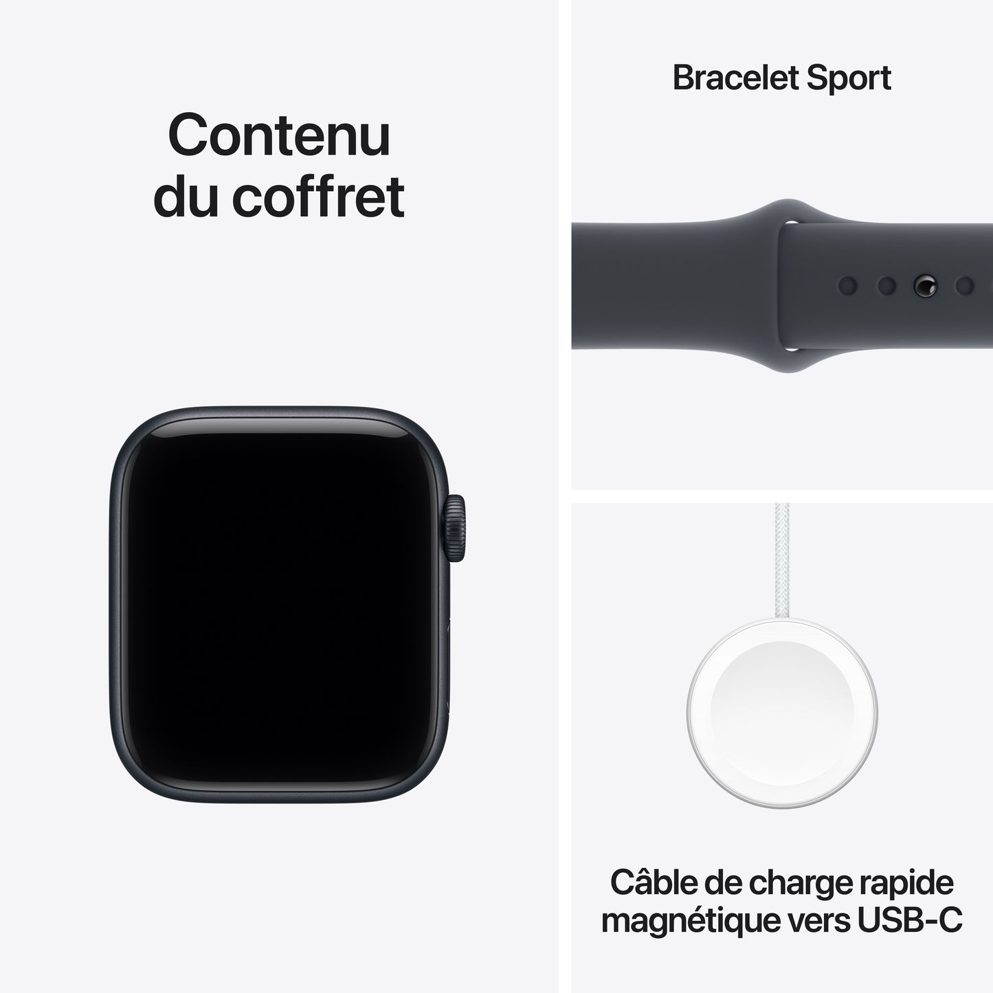 Apple Watch SE 3 GPS, Boîtier en aluminium minuit de 44 mm, Bracelet Sport minuit - M/L