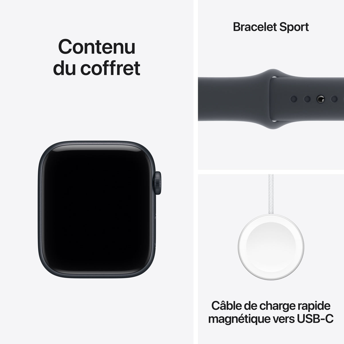 Apple Watch SE 3 GPS, Boîtier en aluminium minuit de 44 mm, Bracelet Sport minuit - S/M