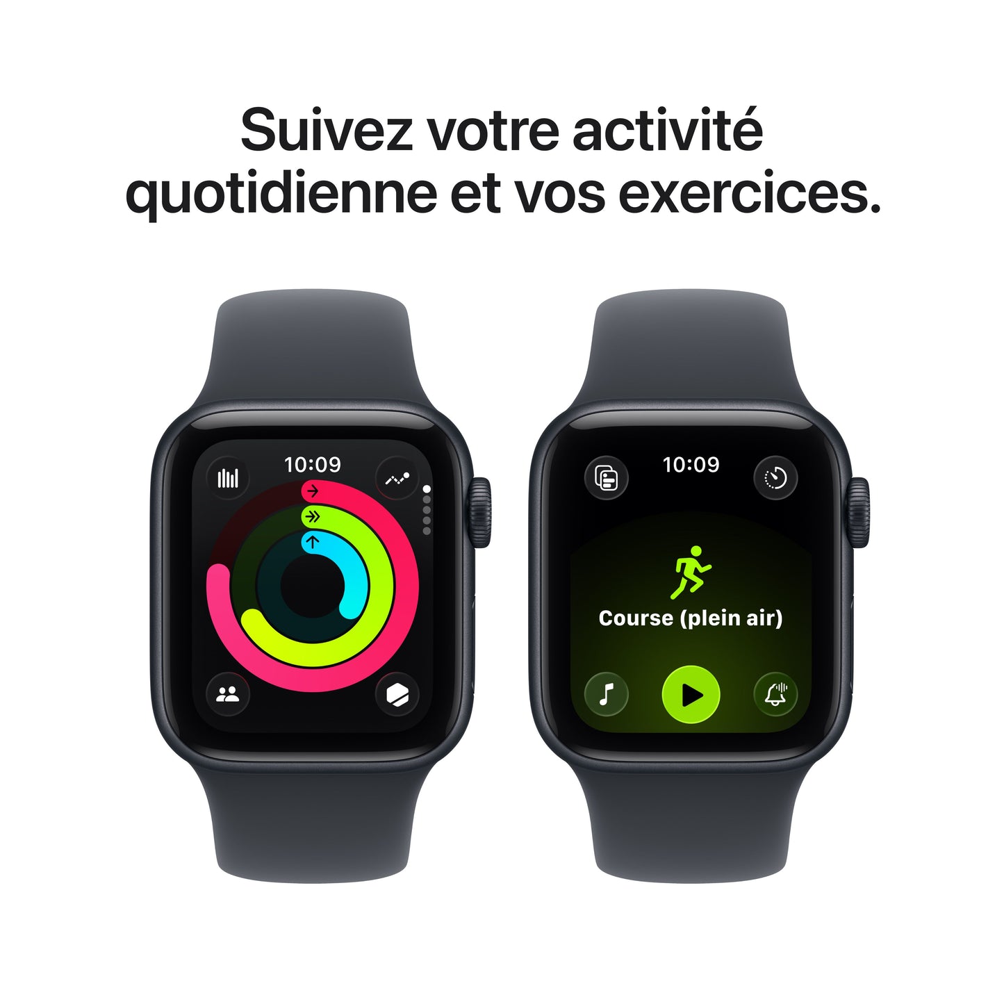 Apple Watch SE 3 GPS, Boîtier en aluminium minuit de 40 mm, Bracelet Sport minuit - M/L