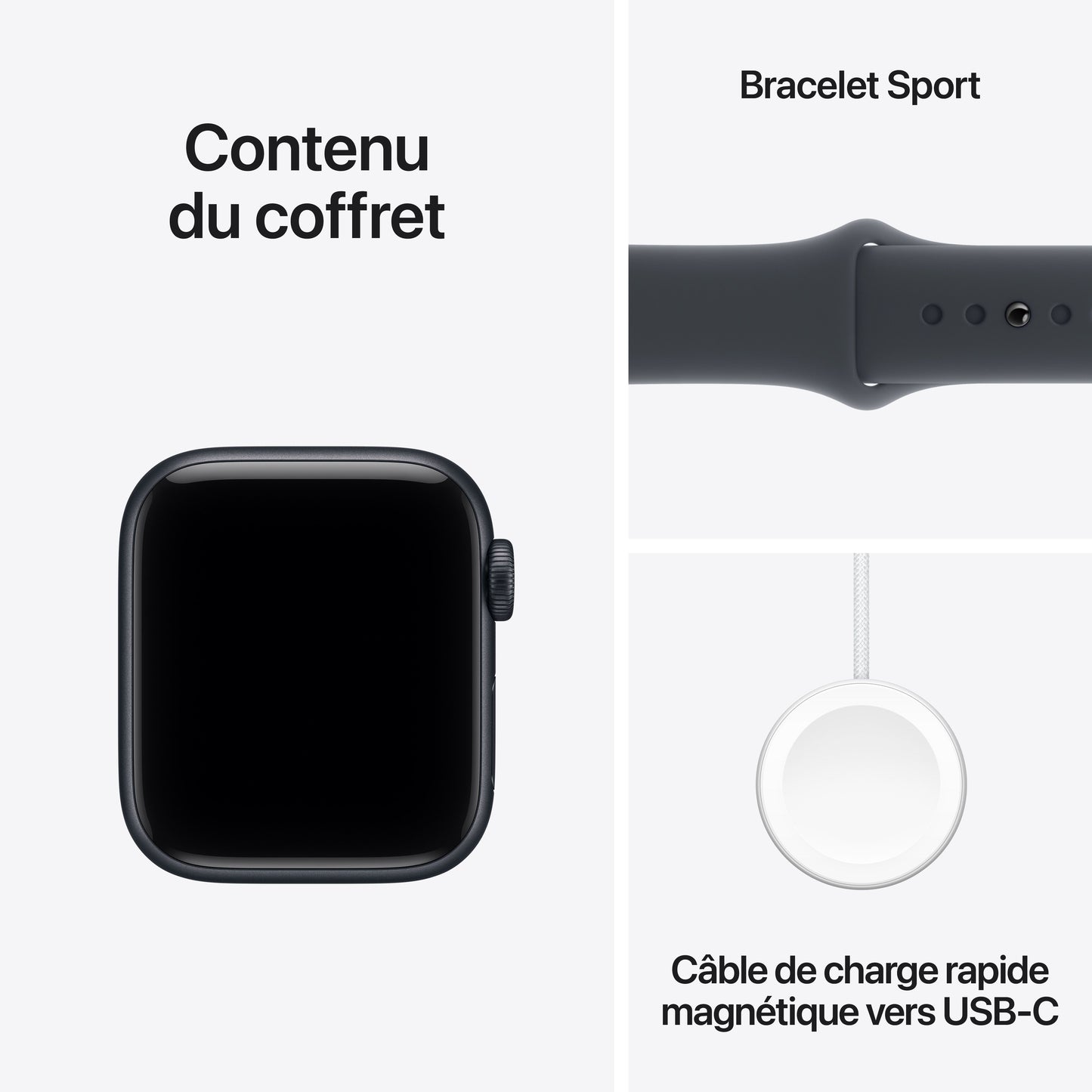 Apple Watch SE 3 GPS, Boîtier en aluminium minuit de 40 mm, Bracelet Sport minuit - M/L