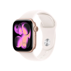 Apple Watch Series 11 GPS, Boîtier en aluminium or rose 42 mm, Bracelet Sport rose tendre - M/L