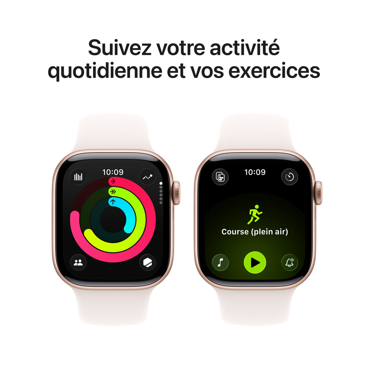 Apple Watch Series 11 GPS, Boîtier en aluminium or rose 42 mm, Bracelet Sport rose tendre - M/L