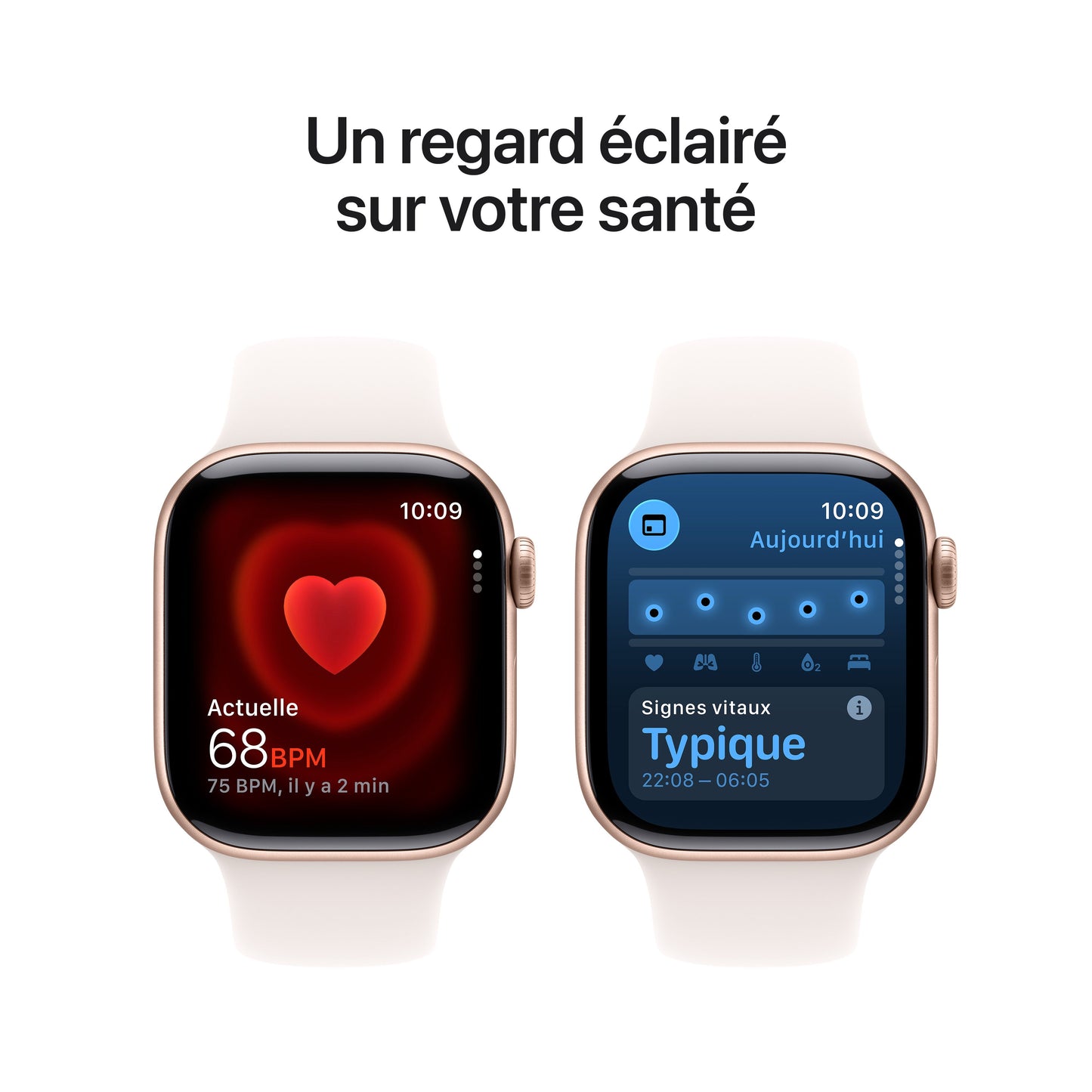 Apple Watch Series 11 GPS, Boîtier en aluminium or rose 42 mm, Bracelet Sport rose tendre - S/M