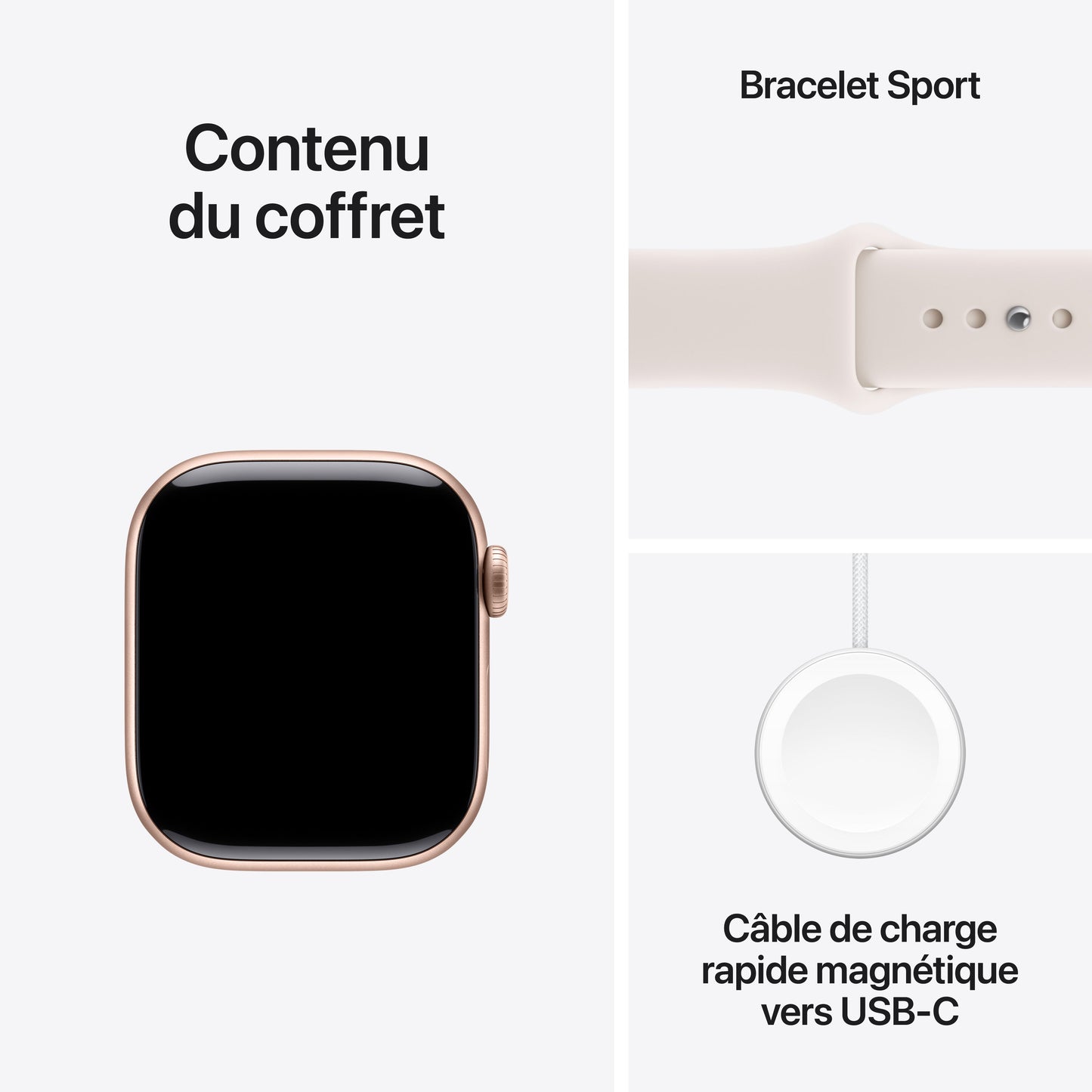 Apple Watch Series 11 GPS, Boîtier en aluminium or rose 42 mm, Bracelet Sport rose tendre - S/M