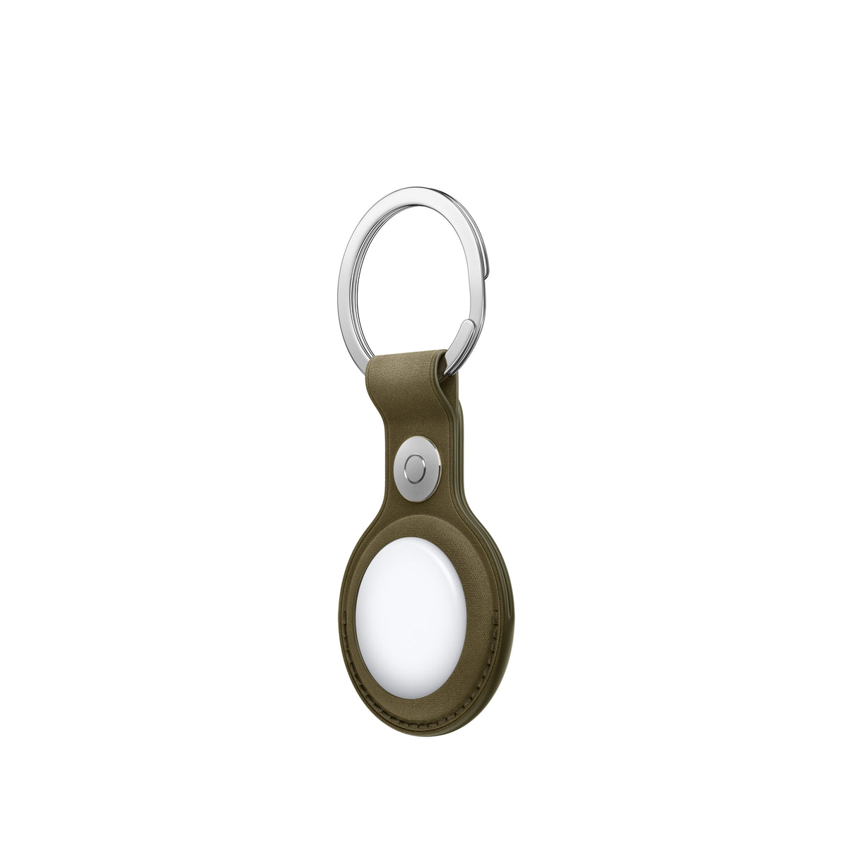 Porte‑clés en tissage fin AirTag – Olive sombre