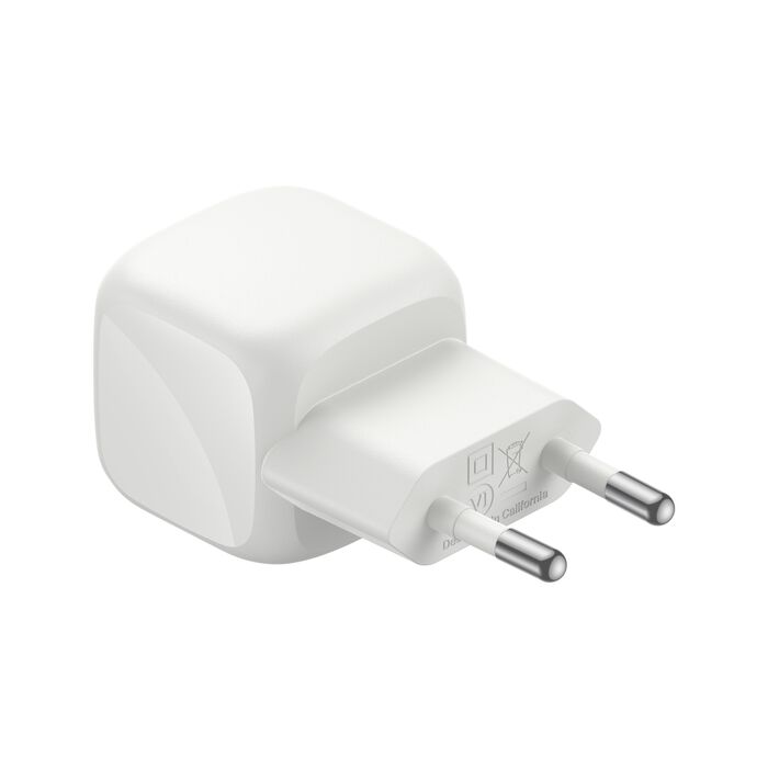 Belkin • BoostCharge Chargeur secteur USB-C GaN 30 W avec câble tressé 2 m • Gris
