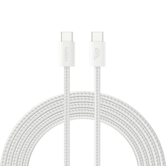 Belkin • BoostCharge Chargeur secteur USB-C GaN 30 W avec câble tressé 2 m • Gris