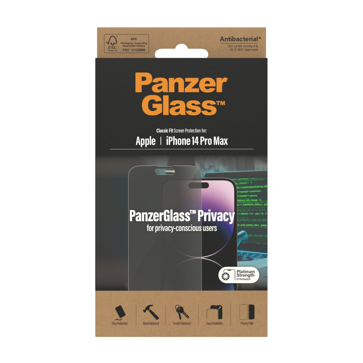 PanzerGlass Film de protection pour iPhone 14 Pro Max • Privacy