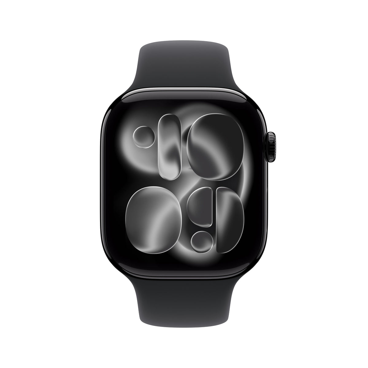 Apple Watch Series 11 GPS, Boîtier en aluminium noir de jais 46 mm, Bracelet Sport noir - S/M