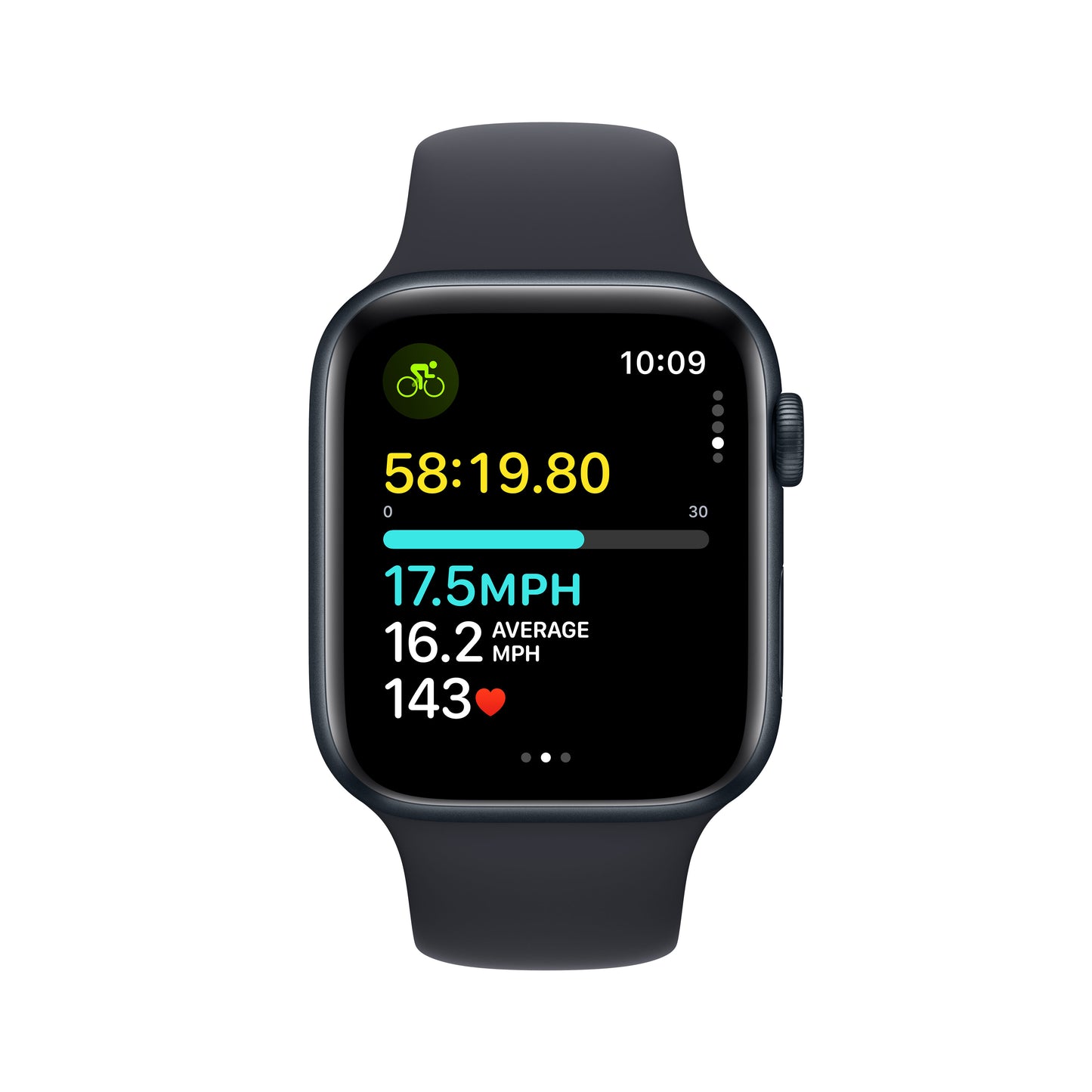 Apple Watch SE (2ème gén) • Alu 44mm Minuit • Bracelet Sport Minuit S/M