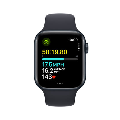 Apple Watch SE (2ème gén) • Alu 44mm Minuit • Bracelet Sport Minuit S/M