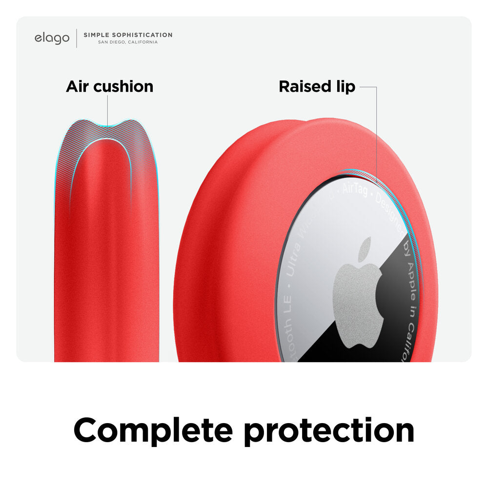 ELAGO Airtag Coque Silicone Pad Collant (2pcs) • Rouge