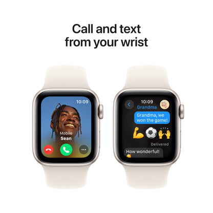 Apple Watch SE (2ème gén) • Alu 40mm Lumière Stellaire • Bracelet Sport lumière stellaire S/M