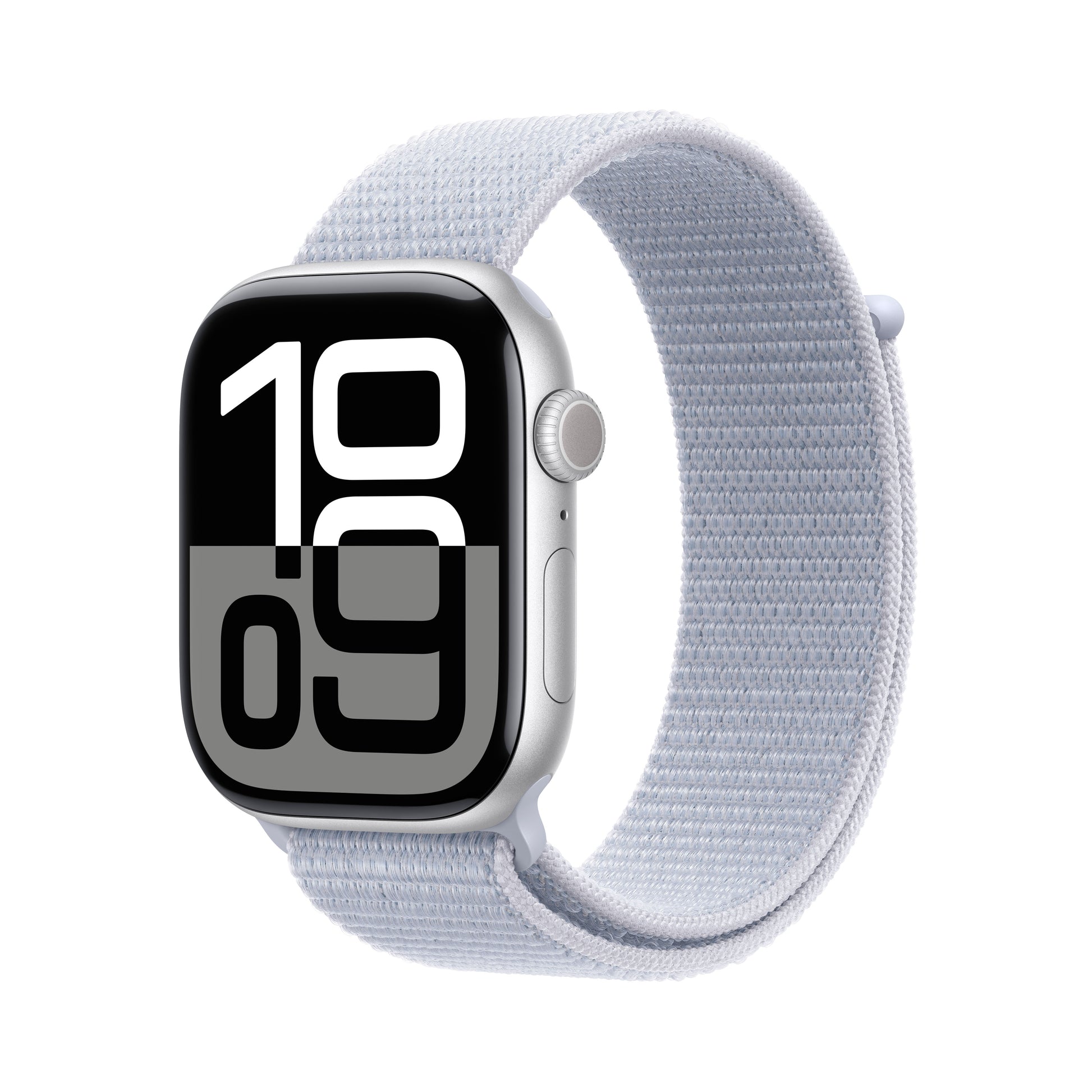 Apple Watch Series 10 • 46mm Silver • Boucle Sport Nuée bleue
