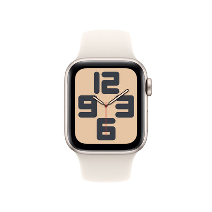 Apple Watch SE (2ème gén) • Alu 40mm Lumière Stellaire • Bracelet Sport lumière stellaire S/M