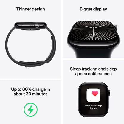 Apple Watch Series 10 • 46mm Silver • Boucle Sport Nuée bleue