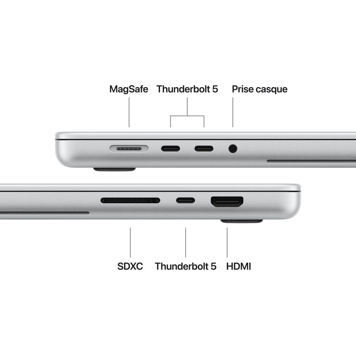 MacBook Pro 16 pouces avec Écran PROLED XDR: Puce Apple M5 Pro avec CPU 18 cœurs et GPU 20 cœurs, 1 To SSD - Argent - AZERTY (français)