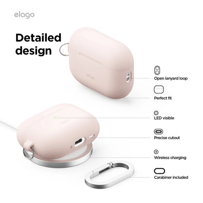 Elago • Coque Silicone avec Mousqueton • AirPods Pro 3 • Sable Rose