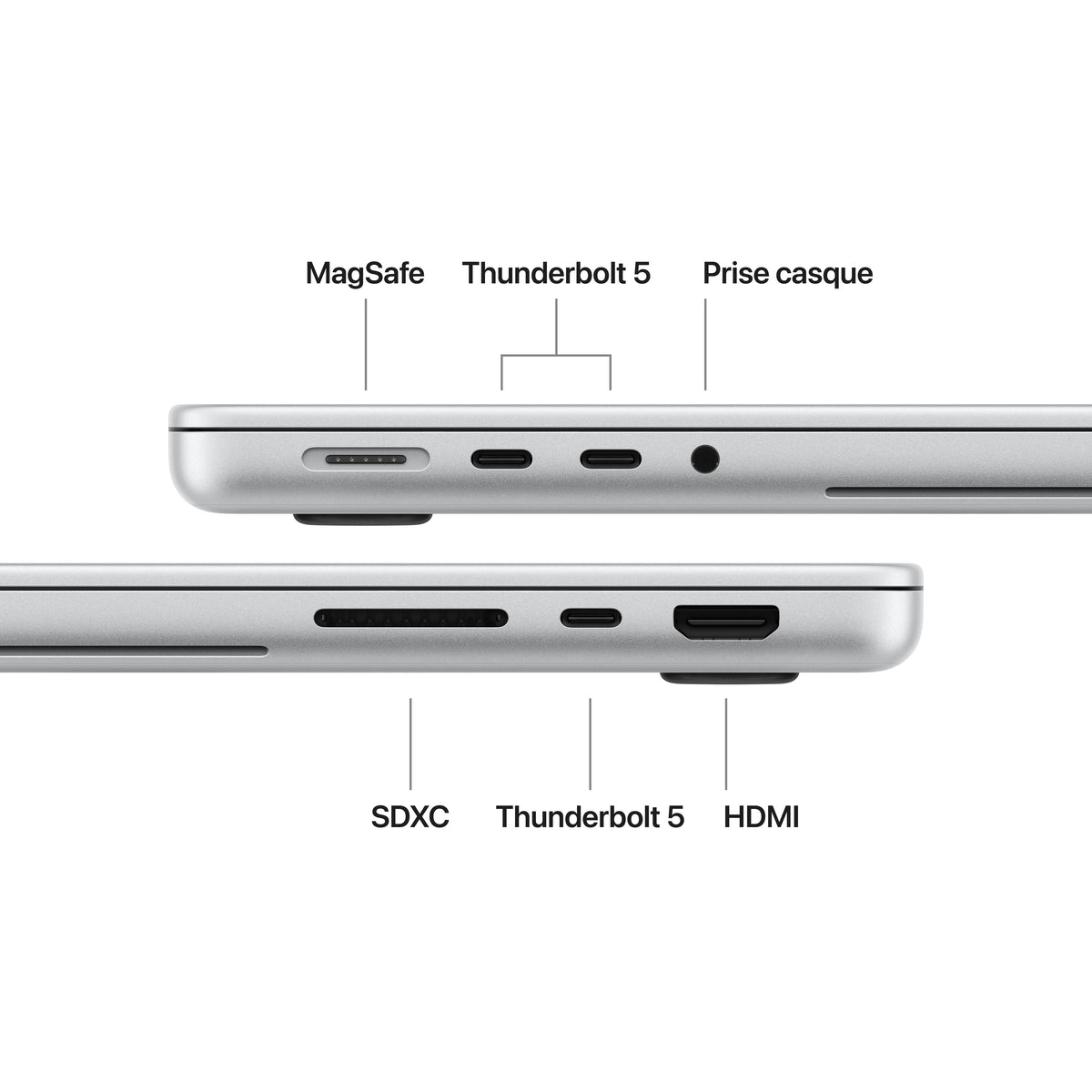 MacBook Pro 14 pouces avec Écran PROLED XDR: Puce Apple M5 Max avec CPU 18 cœurs et GPU 32 cœurs, 2 To SSD - Argent - AZERTY (français)