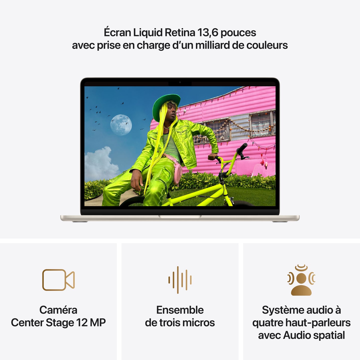 MacBook Air 13 pouces: Puce Apple M5 avec CPU 10 cœurs et GPU 8 cœurs, 512 Go SSD - Lumière stellaire