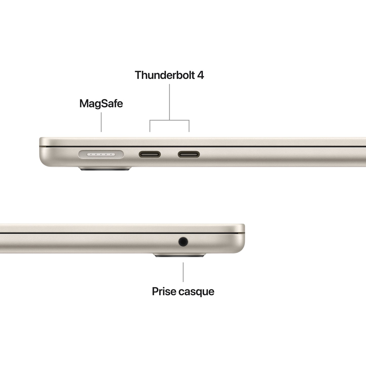 MacBook Air 13 pouces: Puce Apple M5 avec CPU 10 cœurs et GPU 8 cœurs, 512 Go SSD - Lumière stellaire