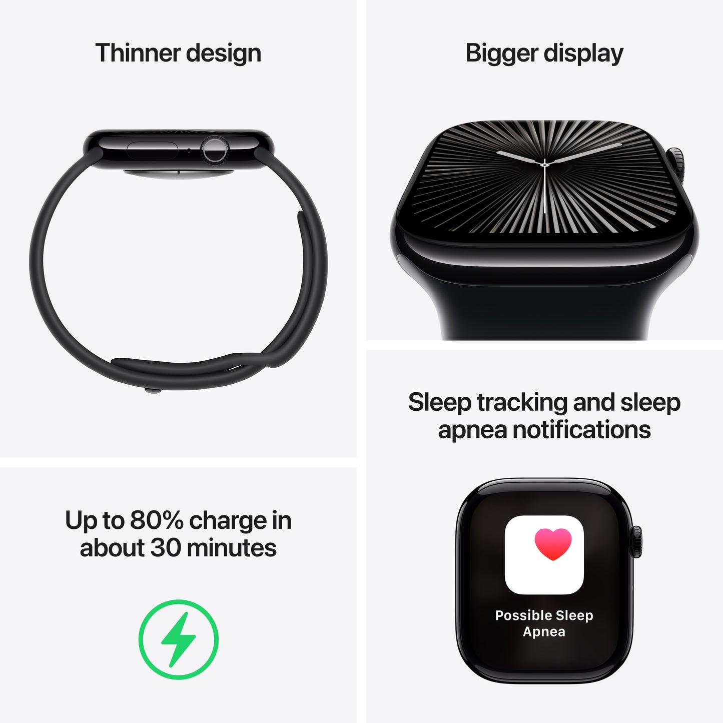 Apple Watch Series 10 • 42mm • Noir de jais • Boucle Encre Violette