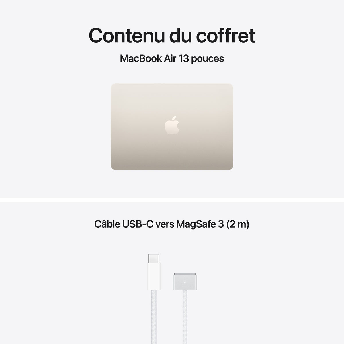 MacBook Air 13 pouces: Puce Apple M5 avec CPU 10 cœurs et GPU 8 cœurs, 512 Go SSD - Lumière stellaire