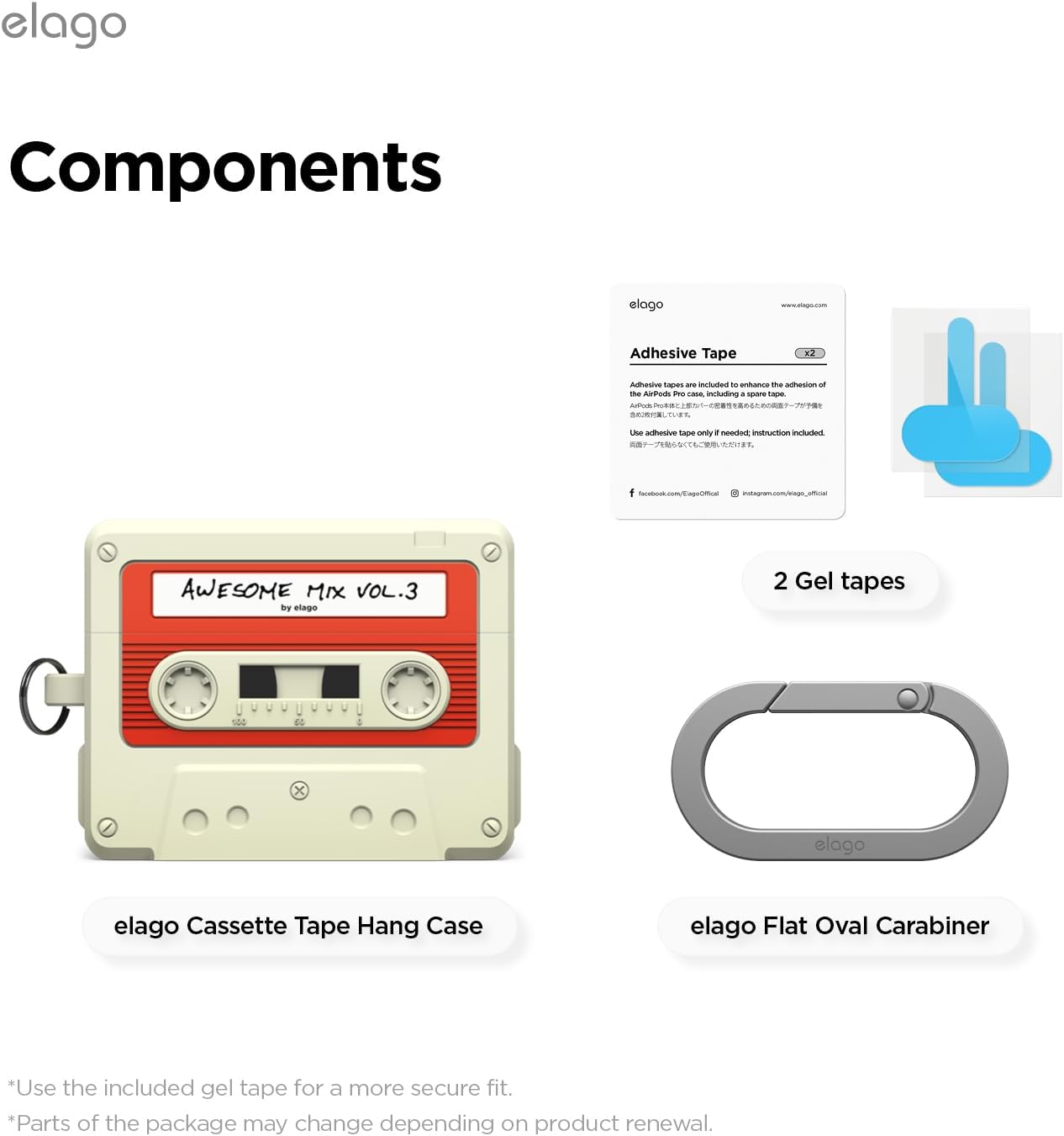 Elago • Coque Cassette Tape Hang • AirPods Pro 3