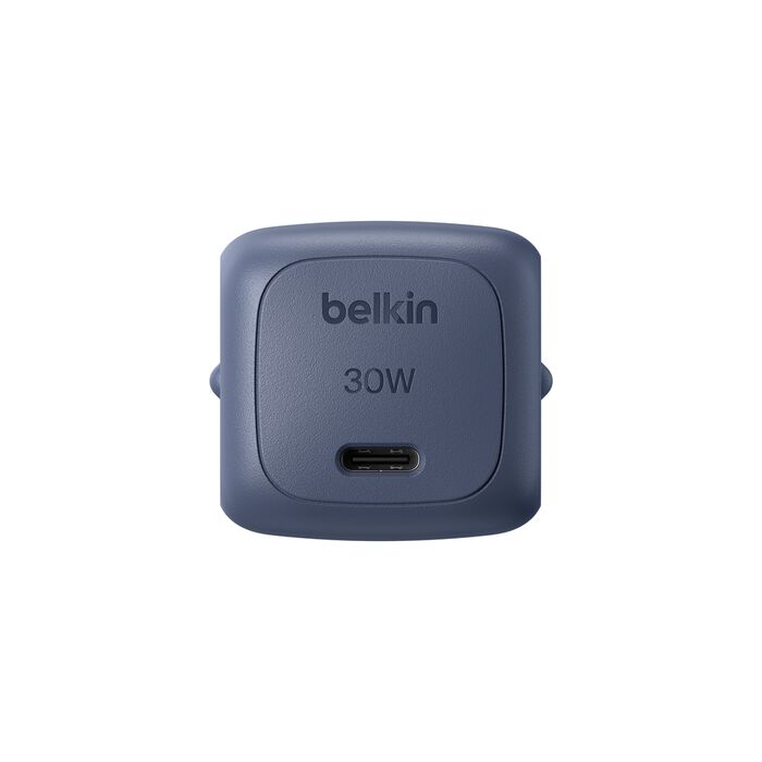 Belkin • BoostCharge Chargeur secteur USB-C GaN 30 W avec câble tressé 2 m • Bleu