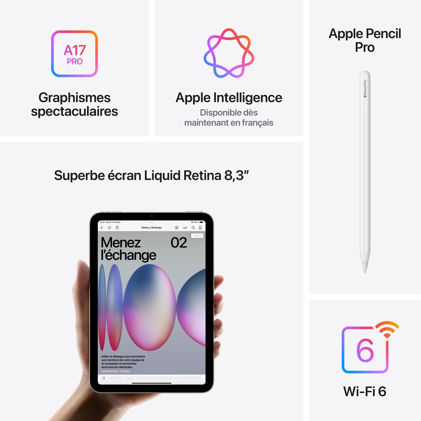 iPad mini Wi-Fi 512 Go - Lumière stellaire (A17 Pro)