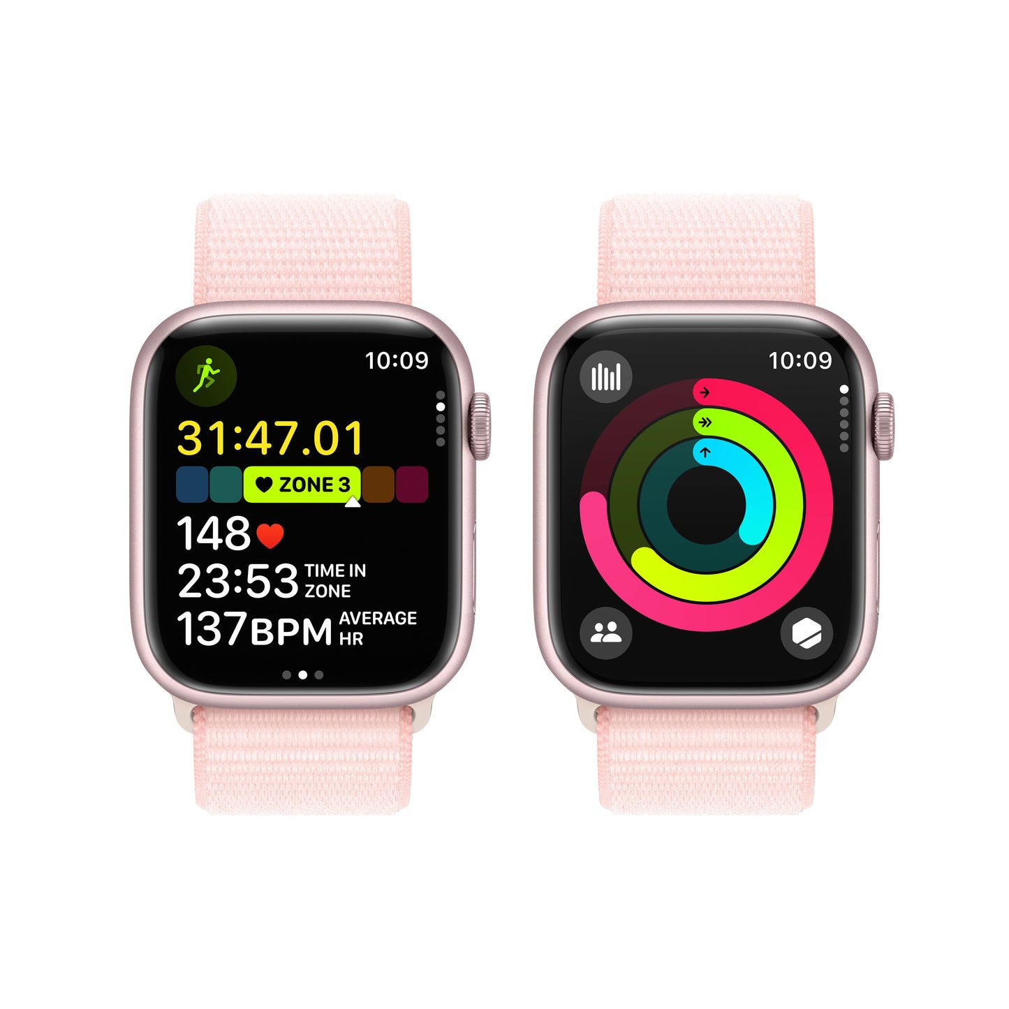 Apple Watch Series 9 • 45mm Rose • Boucle Sport Rose