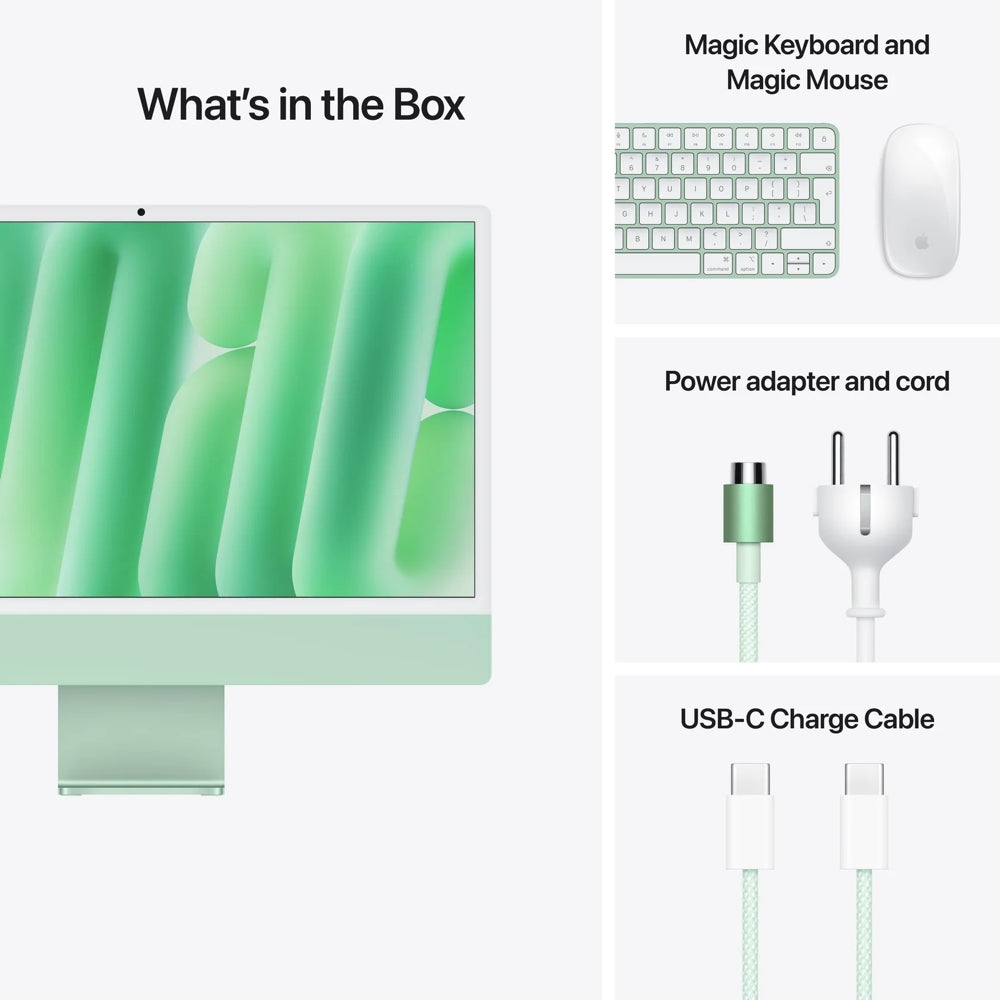 iMac 24 pouces avec écran Retina 4,5K: Puce Apple M4 avec CPU 8 cœurs et GPU 8 cœurs, 256 Go SSD - Vert
