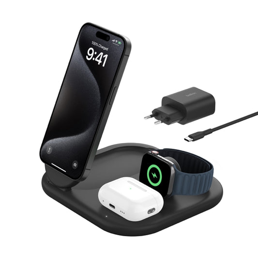 Belkin BoostCharge Pro Stand de charge 3 en 1 • Qi2 • Noir