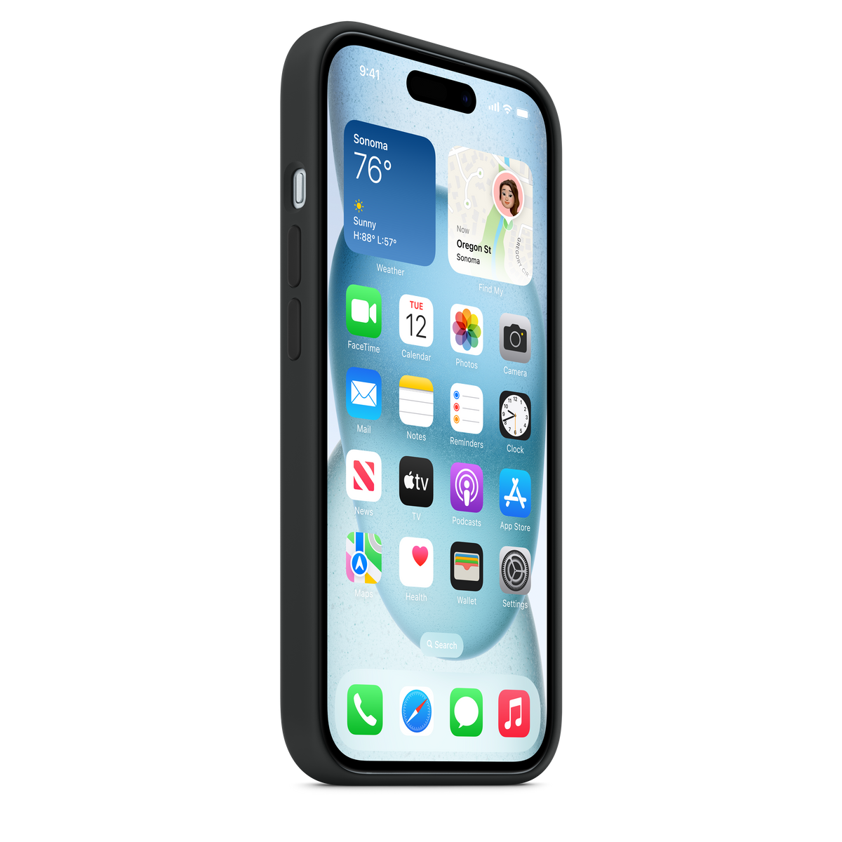 Coque en silicone avec MagSafe pour iPhone 15 - Noir