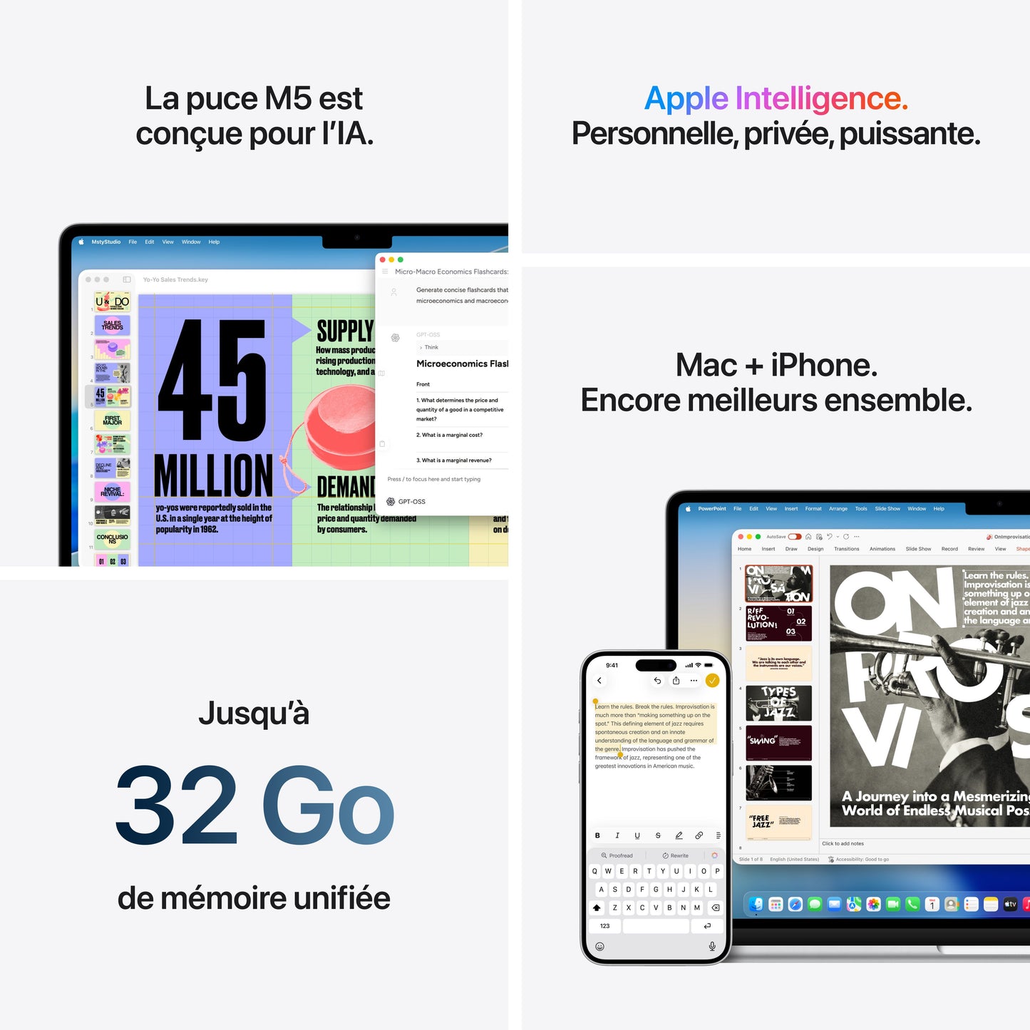 MacBook Air 15 pouces: Puce Apple M5 avec CPU 10 cœurs et GPU 10 cœurs, 512 Go SSD - Argent