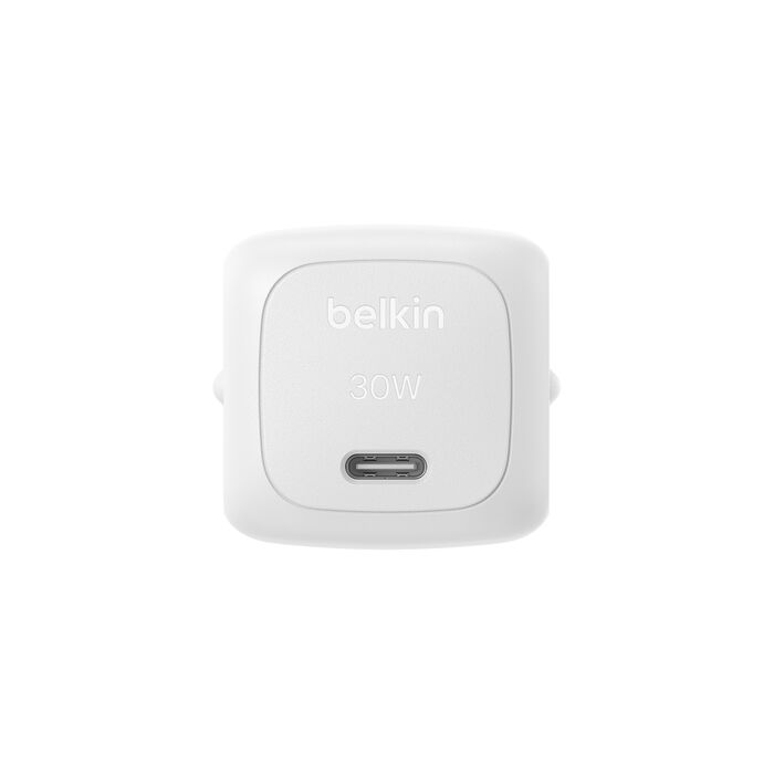 Belkin • BoostCharge Chargeur secteur USB-C GaN 30 W avec câble tressé 2 m • Gris