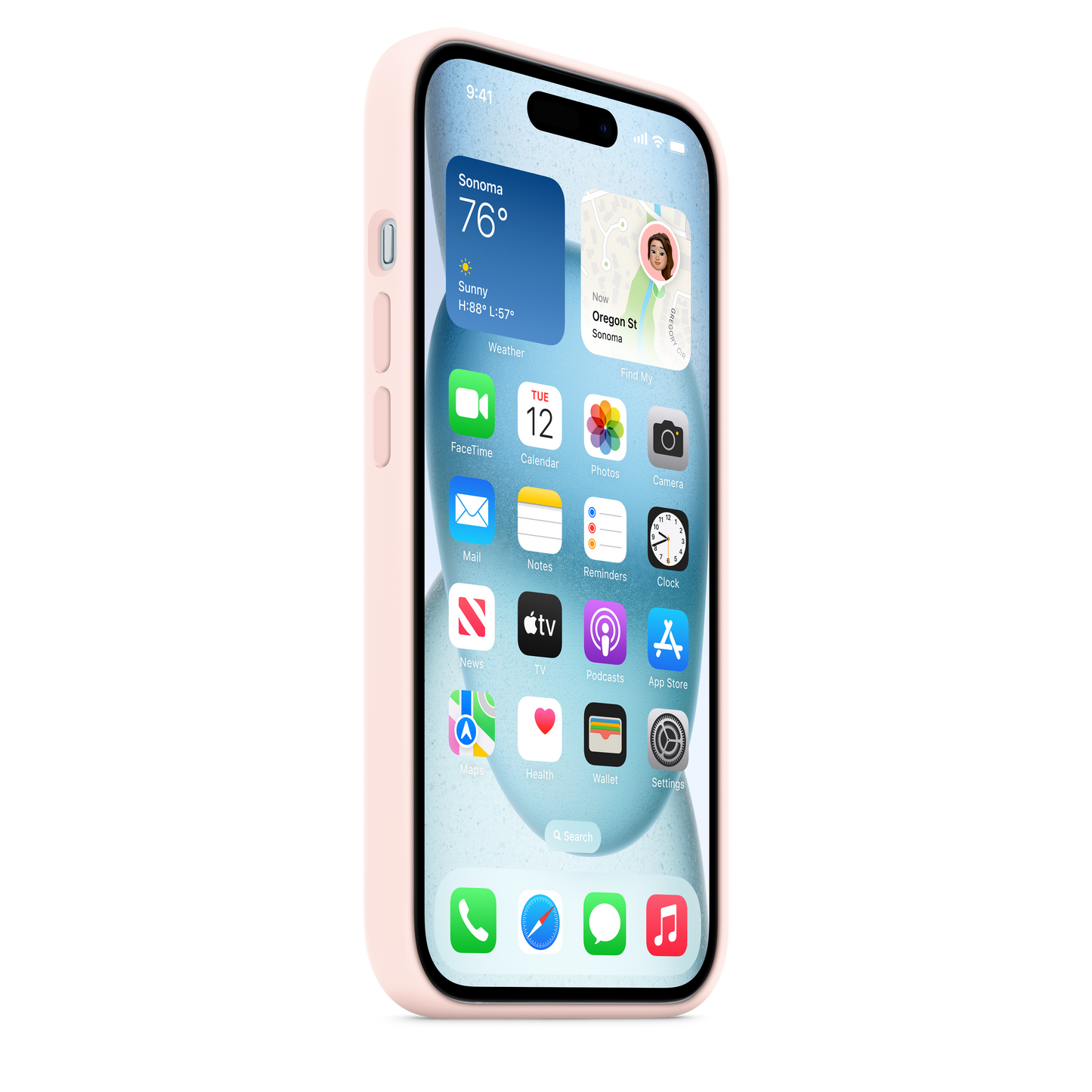 Coque en silicone avec MagSafe pour iPhone 15 - Rose pâle