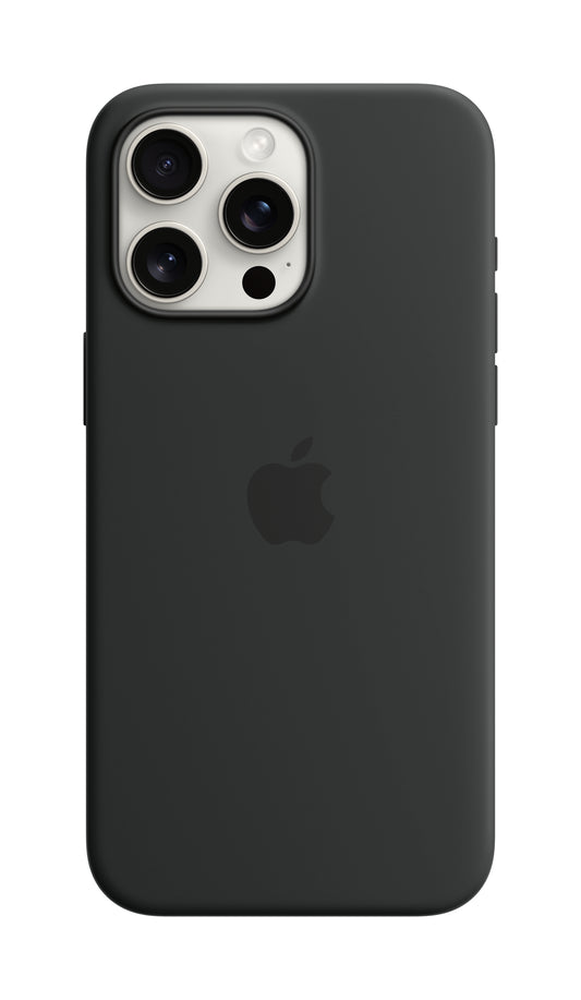 Apple • Coque en silicone avec MagSafe pour iPhone 15 Pro Max • Noir