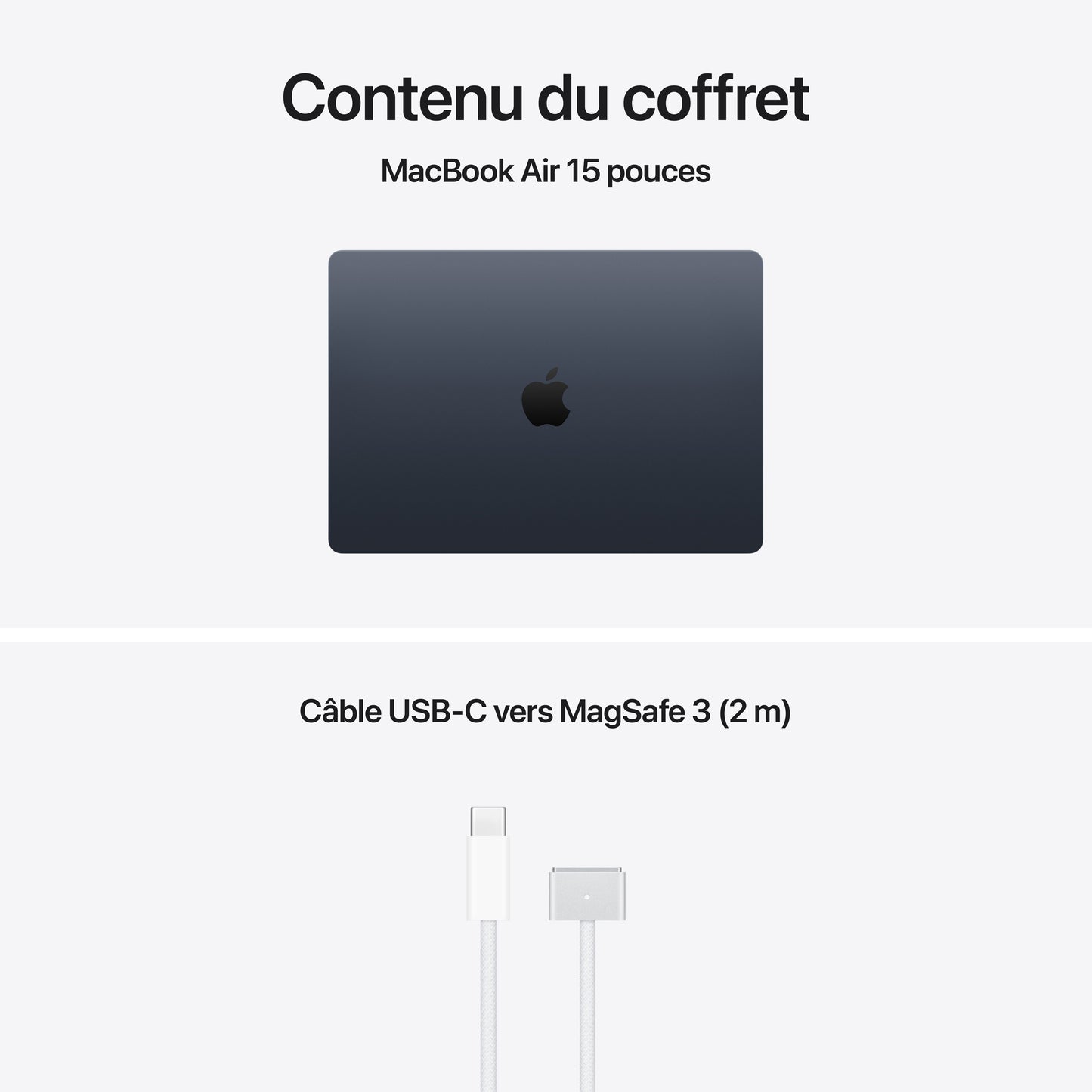 MacBook Air 15 pouces: Puce Apple M5 avec CPU 10 cœurs et GPU 10 cœurs, 512 Go SSD - Minuit