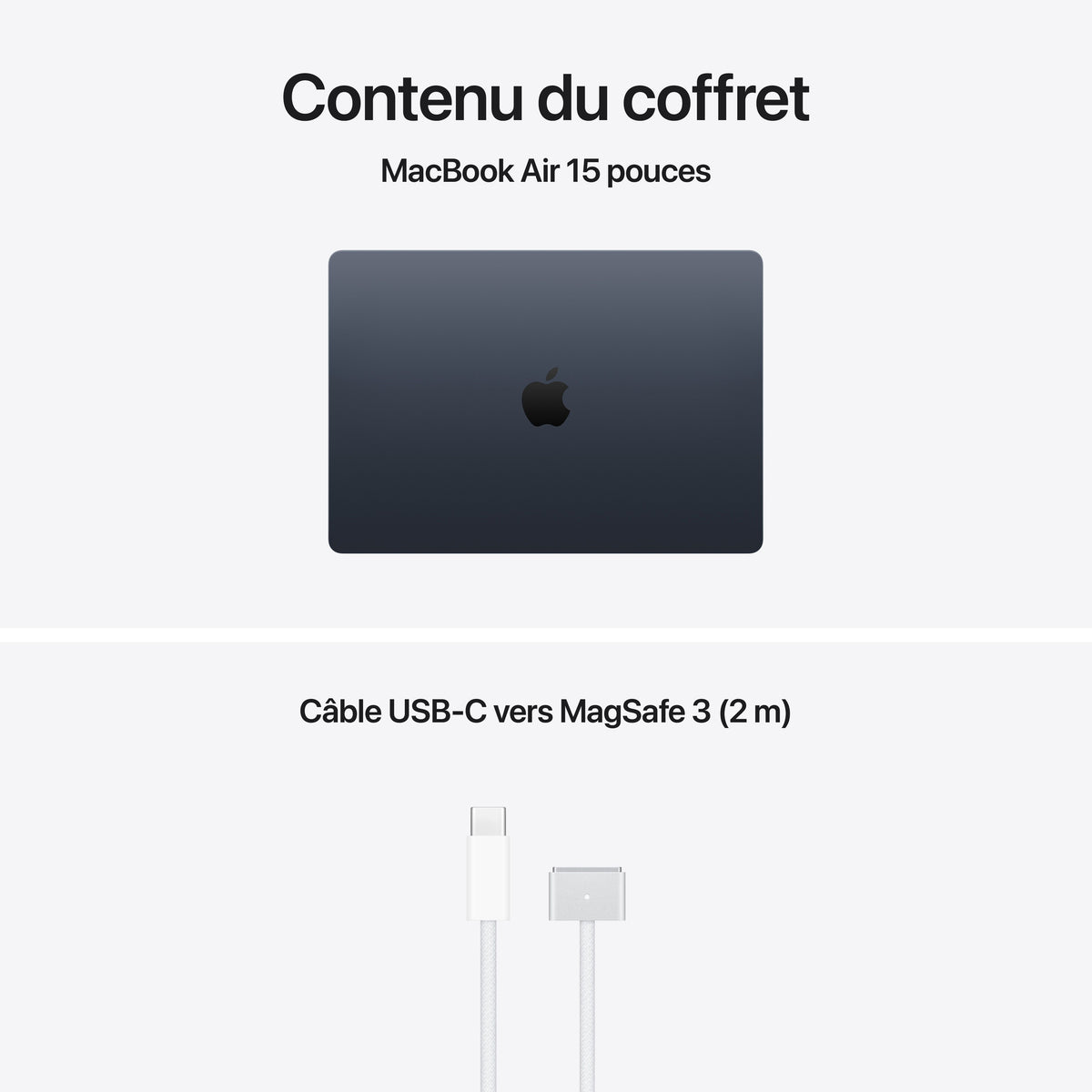 MacBook Air 15 pouces: Puce Apple M5 avec CPU 10 cœurs et GPU 10 cœurs, 512 Go SSD - Minuit
