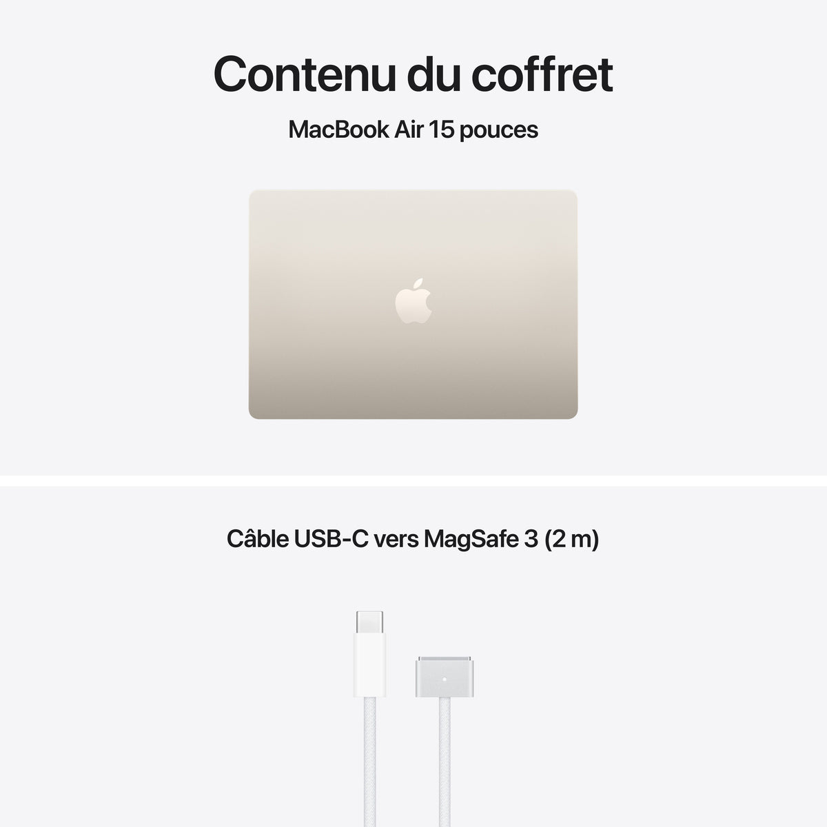 MacBook Air 15 pouces: Puce Apple M5 avec CPU 10 cœurs et GPU 10 cœurs, 1 To SSD - Lumière stellaire