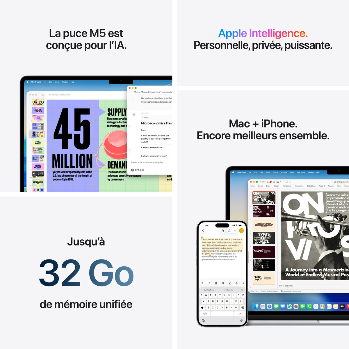 MacBook Air 15 pouces: Puce Apple M5 avec CPU 10 cœurs et GPU 10 cœurs, 512 Go SSD - Ciel
