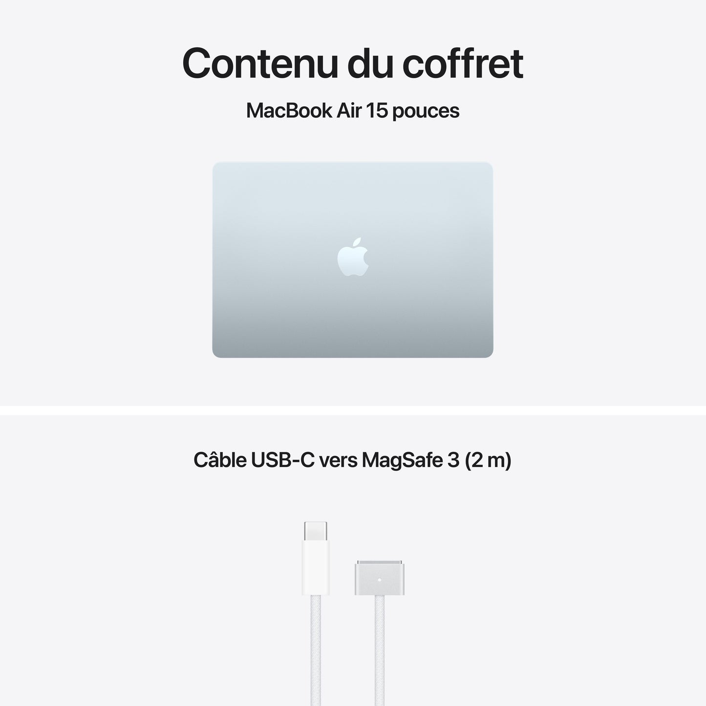 MacBook Air 15 pouces: Puce Apple M5 avec CPU 10 cœurs et GPU 10 cœurs, 1 To SSD - Ciel