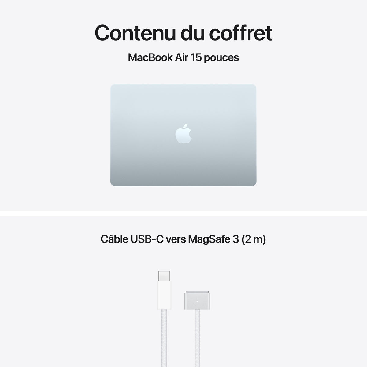 MacBook Air 15 pouces: Puce Apple M5 avec CPU 10 cœurs et GPU 10 cœurs, 1 To SSD - Ciel