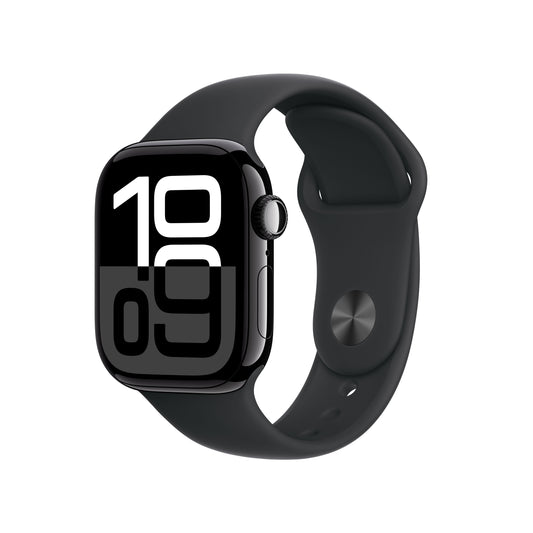 Apple Watch Series 10 • 42mm • Noir de jais • Bracelet Sport Noir • M/L